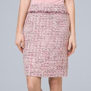Whbm pink tweed pencil skirt sz 4 nwot